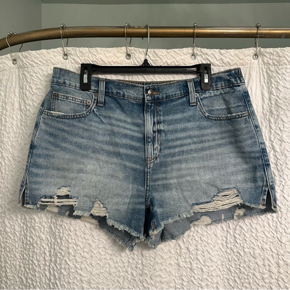 aerie Pants - Aerie Blue Jean Shorts with Distressed Hem Size L (NWT)